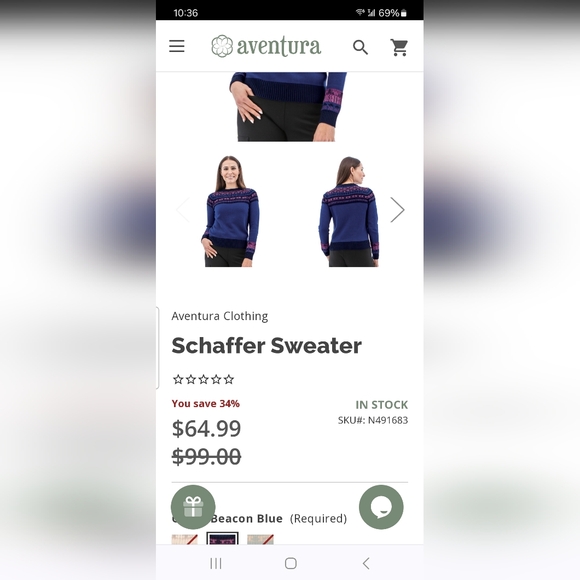 Adventura Schaffer Sweater. Beacon Blue. Large. New with tags. - Picture 3 of 5